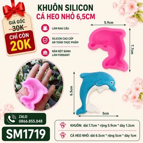 Khuôn silicon cá heo nhỏ 6,5cm ( SM1719 ) mẫu 2024