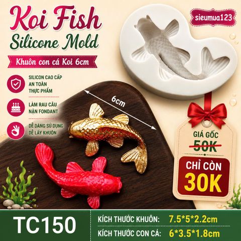 Khuôn silicon làm bánh trung thu cá Koi 6cm ( TC150 ) khuôn xám