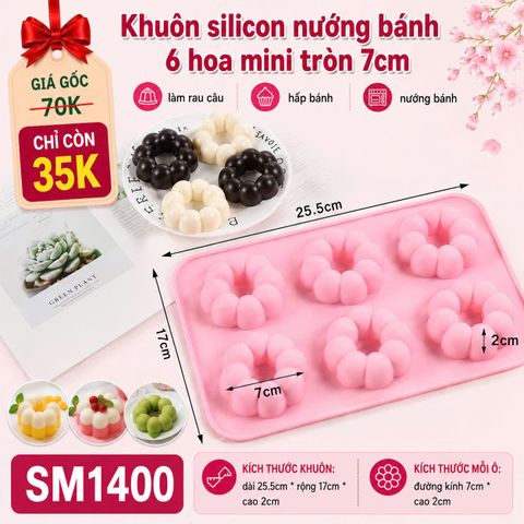 Khuôn silicon nướng bánh 6 donut hoa múi tròn 7cm ( SM1400 )