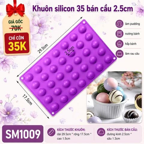 Khuôn silicon 35 bán cầu 2,5cm ( SM1009 ) còn nhiều