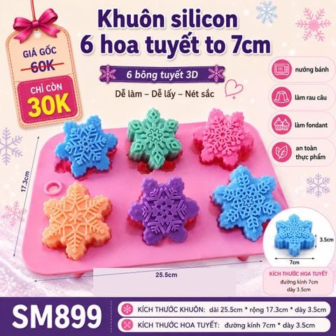 Khuôn silicon 6 hoa tuyết hồng 7cm ( SM899 ) còn nhiều