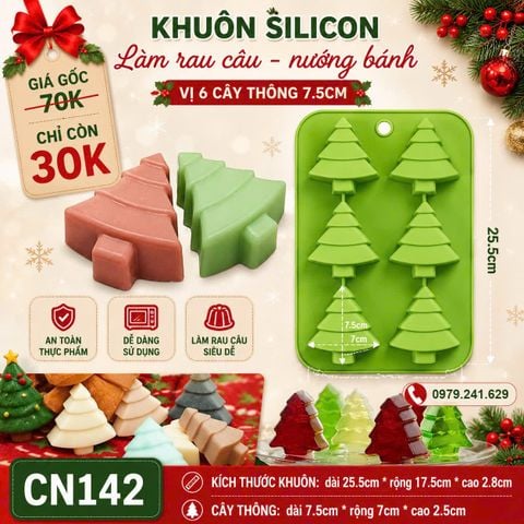 Khuôn silicon 6 cây thông 7,5cm ( CN142 )