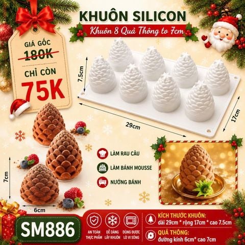Khuôn silicon 8 quả thông 7cm ( SM886 )