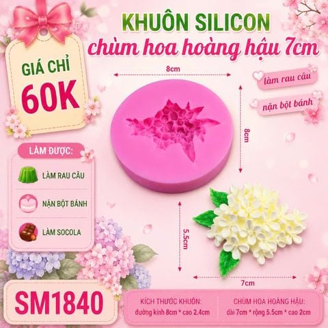 Khuôn silicon chùm hoa hoàng hậu dài 7cm ( SM1840 ) mẫu 2024