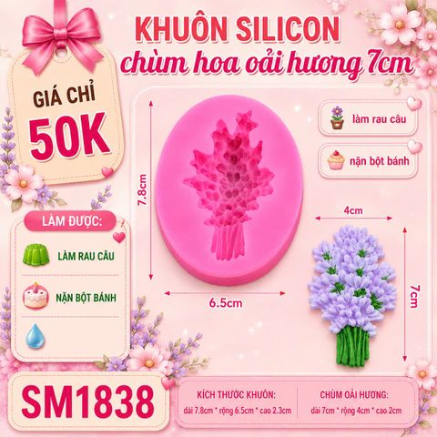 Khuôn silicon chùm hoa oải hương 7cm ( SM1838 ) mẫu 2024