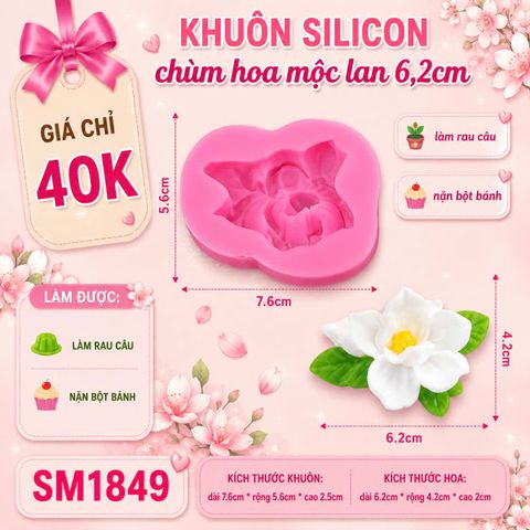 Khuôn silicon chùm hoa mộc lan 6,2cm ( SM1849 )
