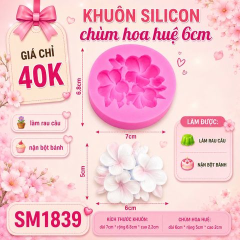 Khuôn silicon chùm hoa huệ, chùm hoa sứ 6cm ( SM1839 ) mẫu 2024