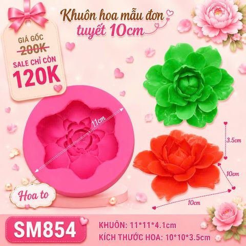 Khuôn silicon hoa mẫu đơn tuyết  10cm ( SM854 )