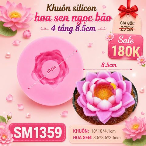 Khuôn silicon hoa sen ngọc bảo 4 tầng 8,5cm ( SM1359 )