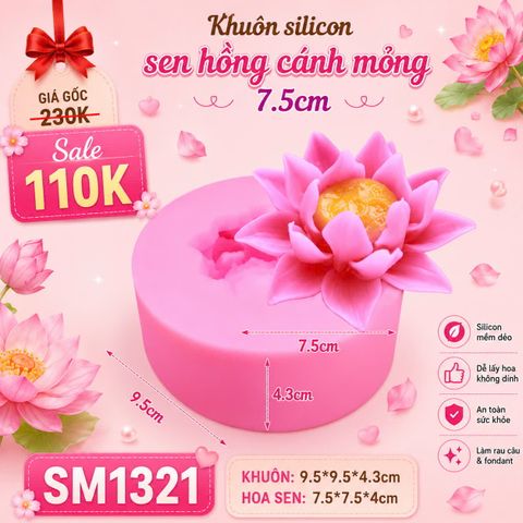 Khuôn silicon sen cánh mỏng 7,5cm ( SM1321 )