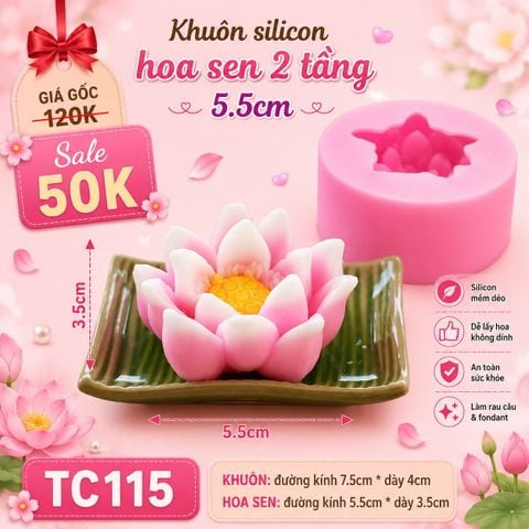 Khuôn silicon hoa sen 2 tầng 5,5cm ( TC115 )