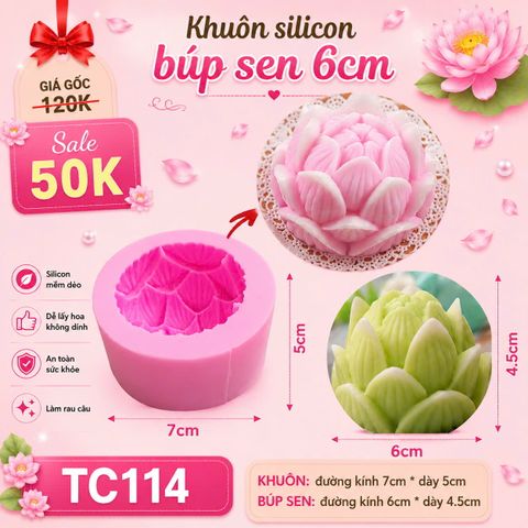 Khuôn silicon làm rau câu búp sen 6cm (  TC114  )