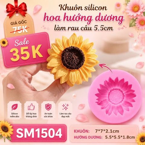 Khuôn silicon hoa hướng dương 5,5cm làm rau câu ( SM1504 )