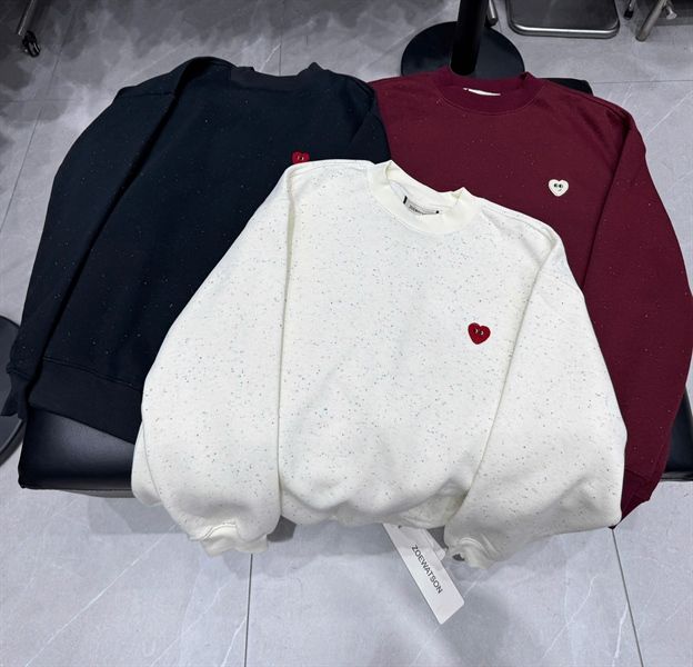  [ẢNH THẬT] ÁO Nỉ Dài Tay Nam Thêu Logo Tim 5528 