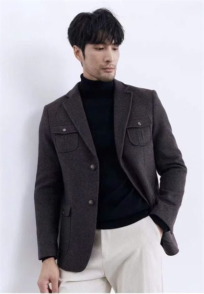  Blazer Dạ QC Cheng 742 Túi Ngực 