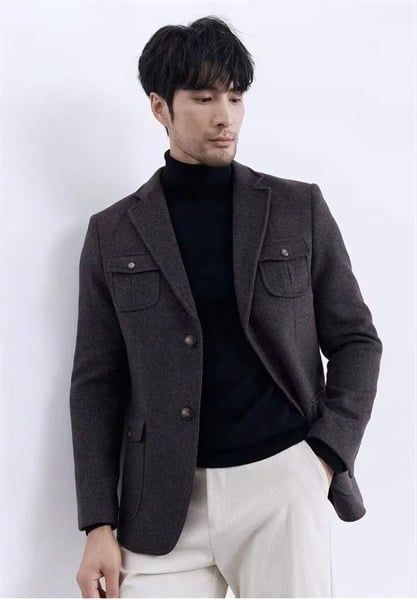  Blazer Dạ QC Cheng 742 Túi Ngực 