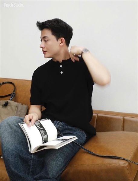  [ẢNH THẬT] Áo Ngắn Tay Len Nam Trơn Cúc Cổ 2010 