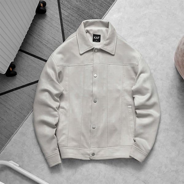  [ẢNH THẬT] Áo Khoác Da Lộn Nam Cổ Bẻ Trơn KAF 25 