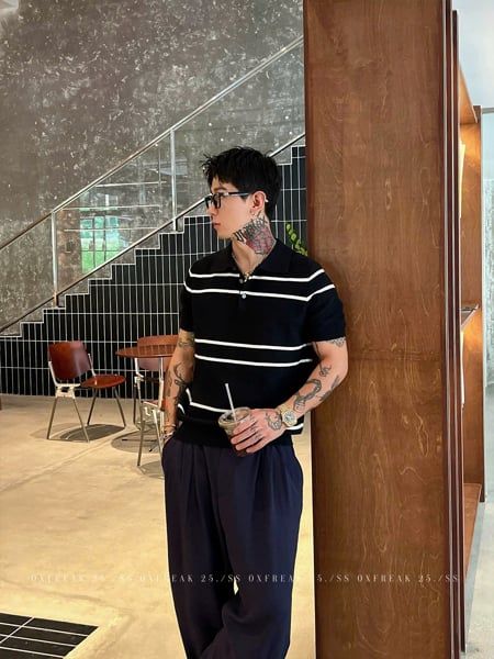  Polo Len QC XT M6121 Kẻ Ngang 