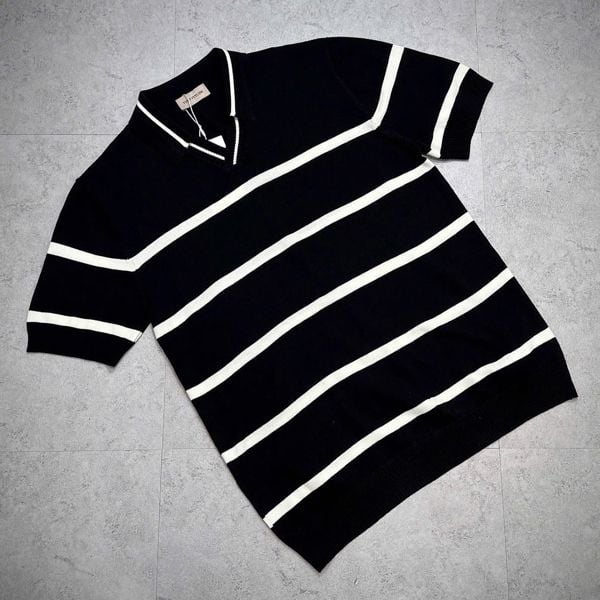  Polo Len QC 4212 Cổ V Kẻ Ngang Nhỏ 