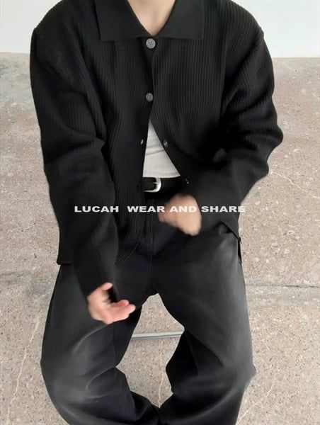  [ẢNH THẬT]  Polo Len Dài Tay Nam Cúc Cài M057 