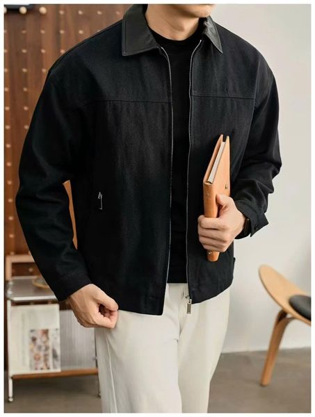  [ẢNH THẬT] Áo Khoác Kaki Nam Phối Cổ Da 8081 