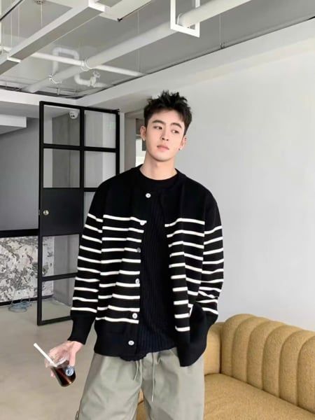  AK Cardigan QC M3103 Kẻ Ngang 