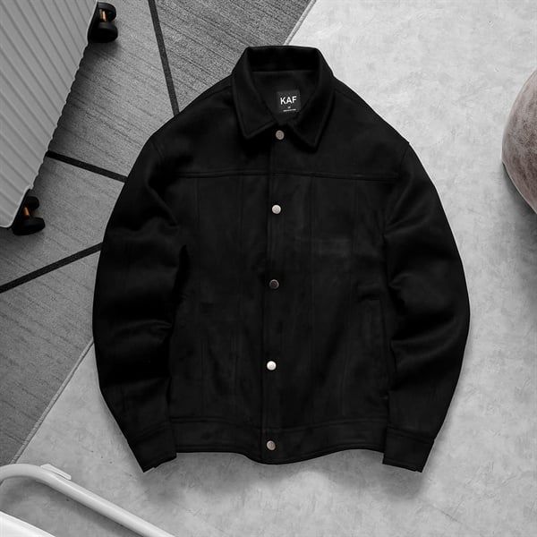  [ẢNH THẬT] Áo Khoác Da Lộn Nam Cổ Bẻ Trơn KAF 25 