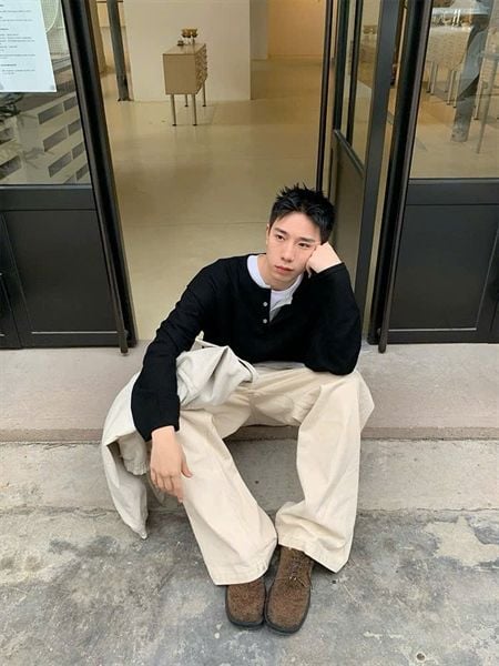  [ẢNH THẬT] Áo Dài Tay Henley Nam Trơn 18891 