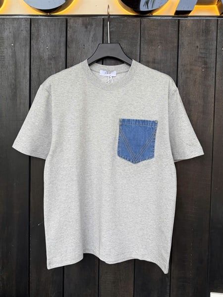  [ẢNH THẬT] Áo Phông Ngắn Tay Nam Nữ Thêu Túi Denim T9129 