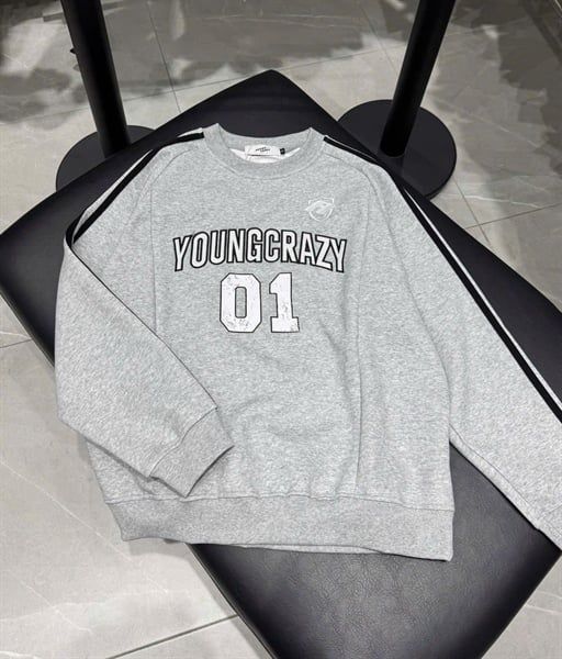  [ẢNH THẬT] Áo Dài Tay Nỉ Nam Sọc Tay Chữ Thêu 3331 