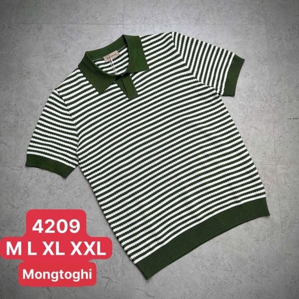  HĐ Polo Len QC 4209 Phối Cổ Kẻ Ngang 