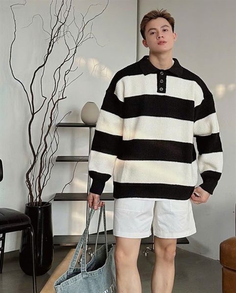  Polo Len QC 8066 Kẻ Ngang 