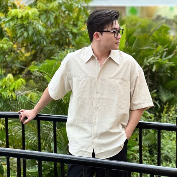  [ẢNH THẬT] Sơ Mi Ngắn Tay Đũi Nam Trơn Hàn Quốc 25 