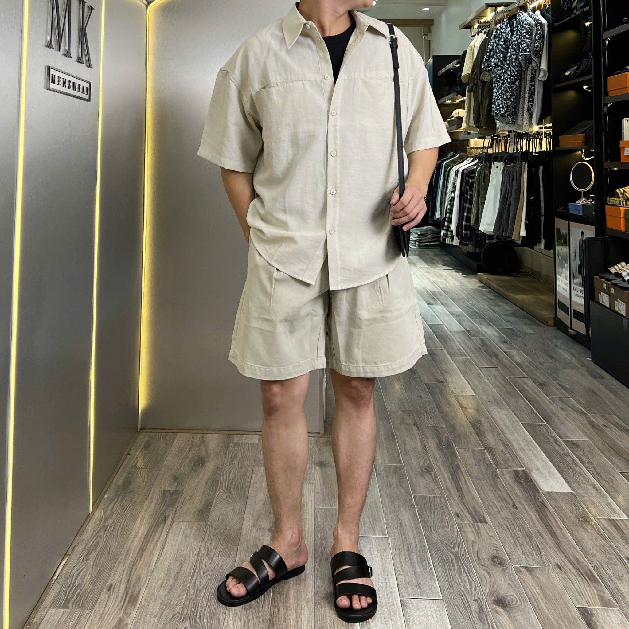  [ẢNH THẬT] Sơ Mi Ngắn Tay Đũi Nam Trơn Hàn Quốc 25 