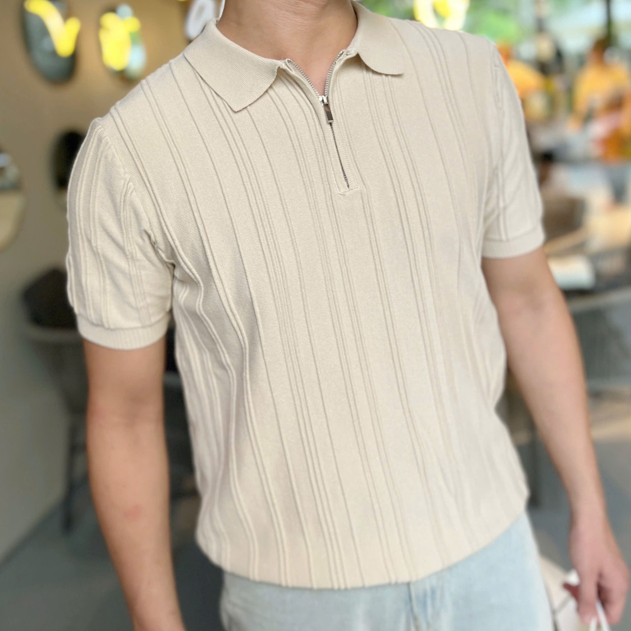  [ẢNH THẬT] Áo Polo Len Nam Ngắn Tay Cao Cấp Trơn Cổ Khoá 