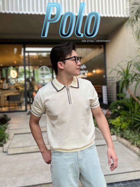  [ẢNH THẬT] Áo Polo Len Nam Ngắn Tay Cao Cấp Cải Cổ Phối Khoá 25 