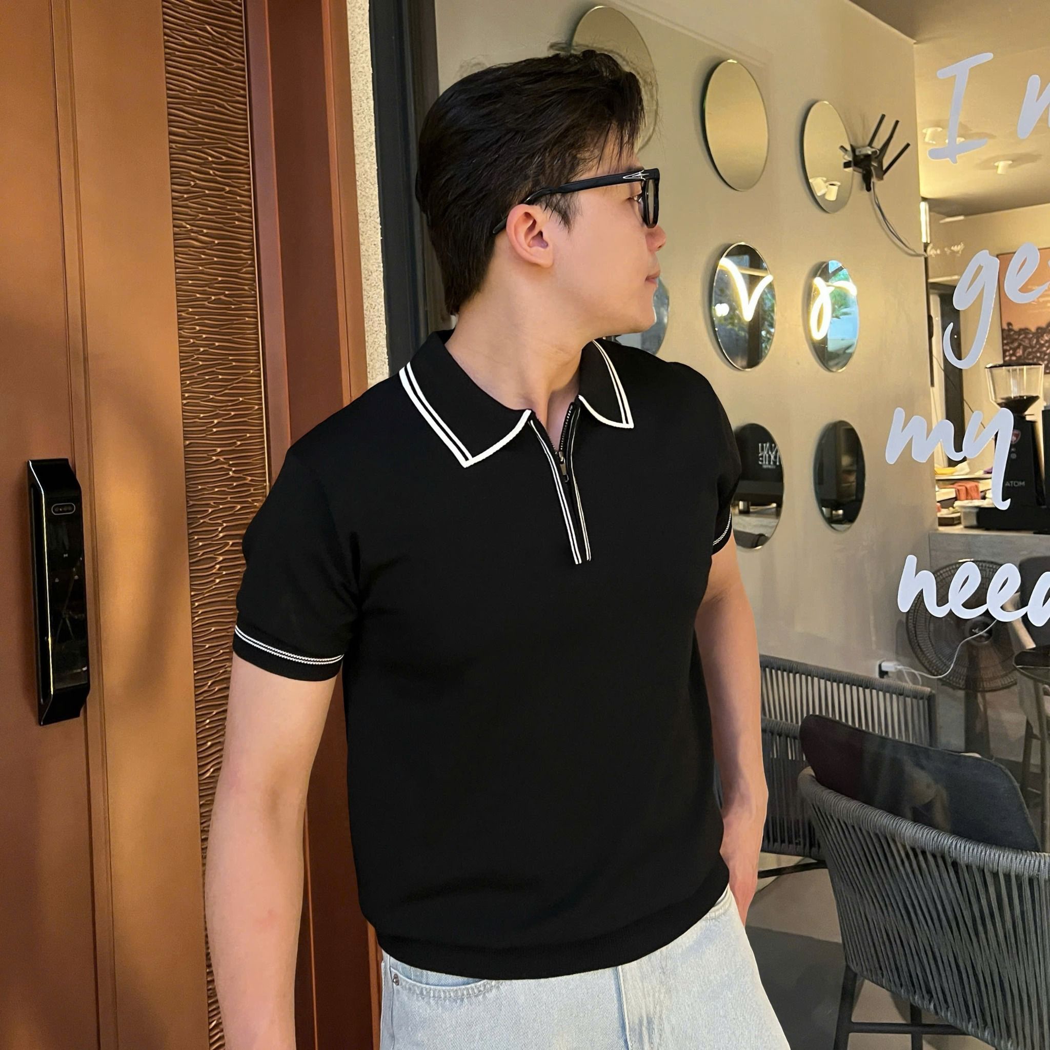  [ẢNH THẬT] Áo Polo Len Nam Ngắn Tay Cao Cấp Cải Cổ Phối Khoá 25 