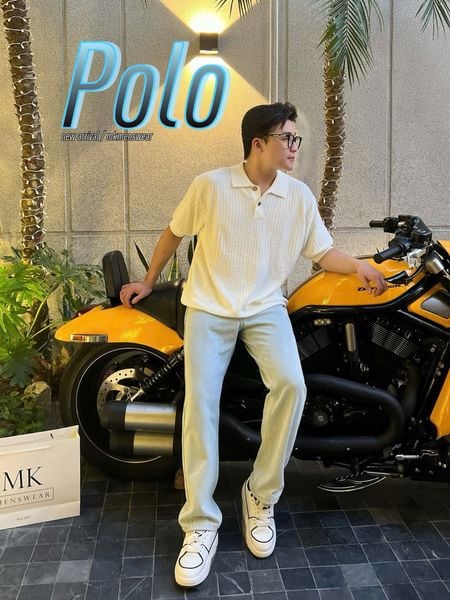  [ẢNH THẬT] Áo Polo Len Nam Ngắn Tay Cao Cấp Trơn Cúc Cổ 