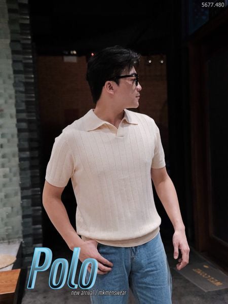  [ẢNH THẬT] Áo Polo Len Ngắn Tay Nam Cổ V 5677 