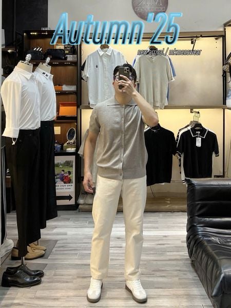  [ẢNH THẬT] Áo Polo Len Ngắn Tay Full Cúc Trơn Cao Cấp 5623 