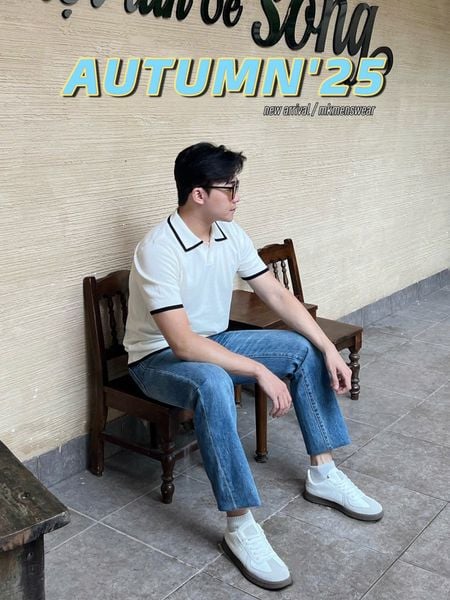  [ẢNH THẬT] Áo Polo Len Nam Ngắn Tay Cao Cấp Dáng Hàn Cổ V Cải Cổ 3457 