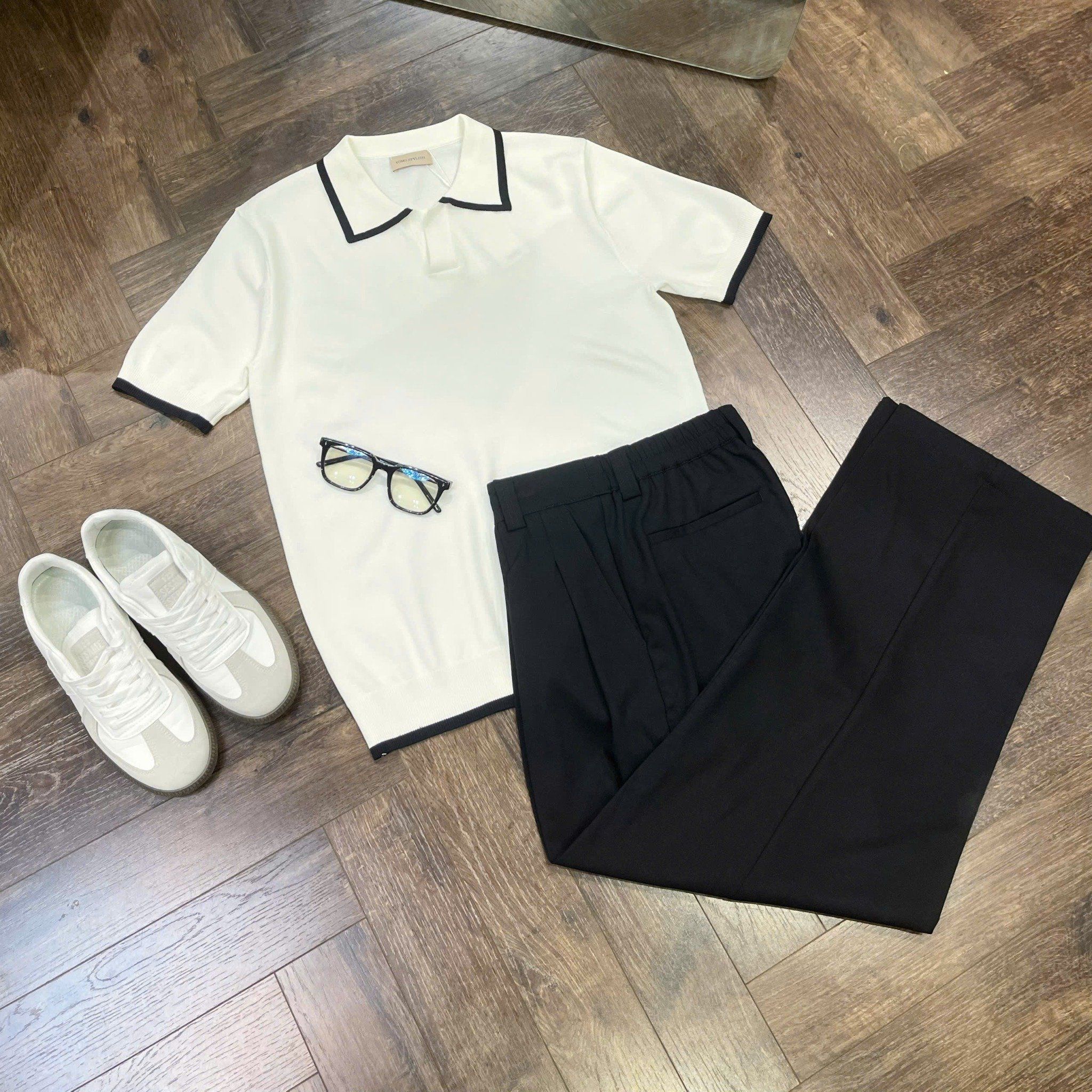  [ẢNH THẬT] Áo Polo Len Nam Ngắn Tay Cao Cấp Dáng Hàn Cổ V Cải Cổ 3457 