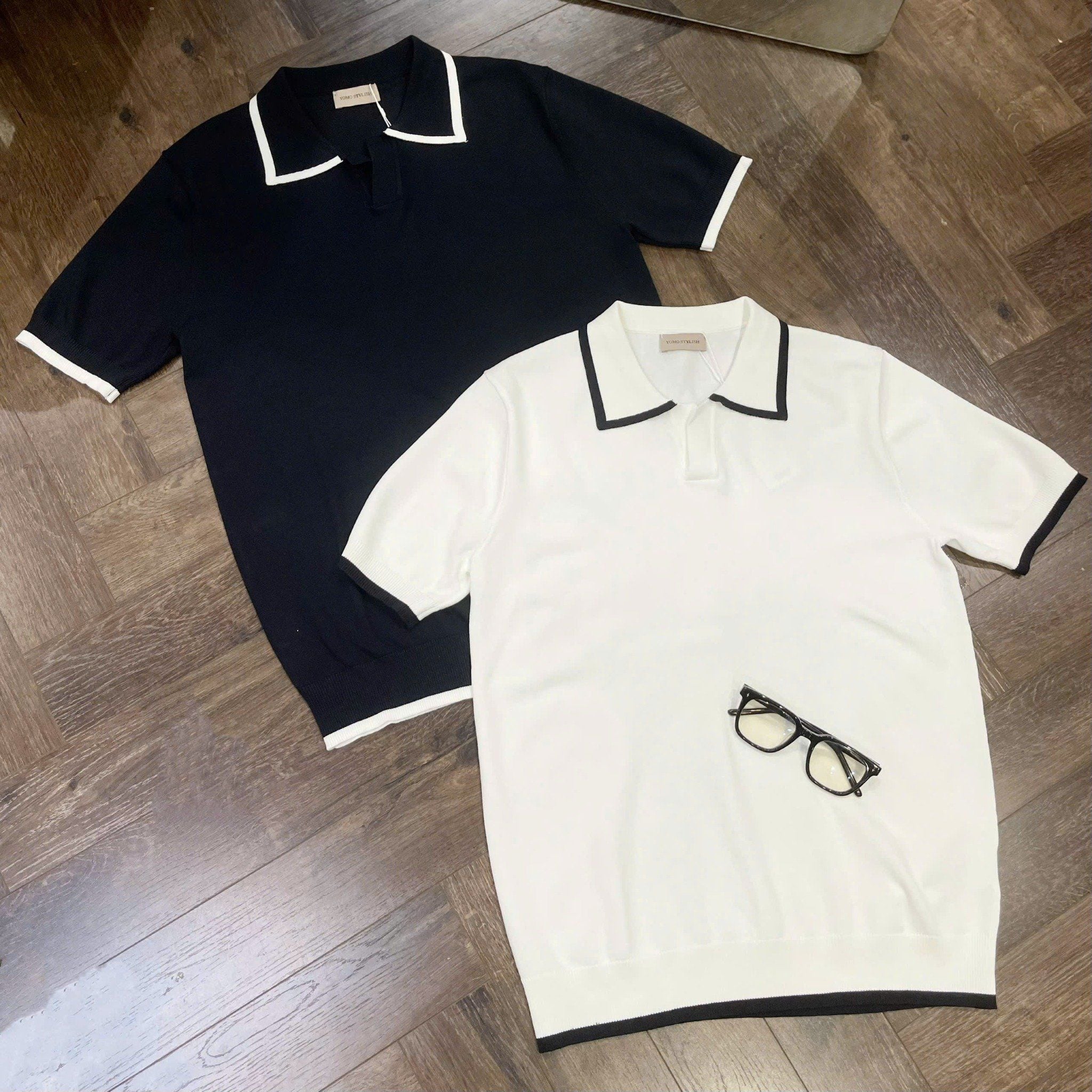  [ẢNH THẬT] Áo Polo Len Nam Ngắn Tay Cao Cấp Dáng Hàn Cổ V Cải Cổ 3457 