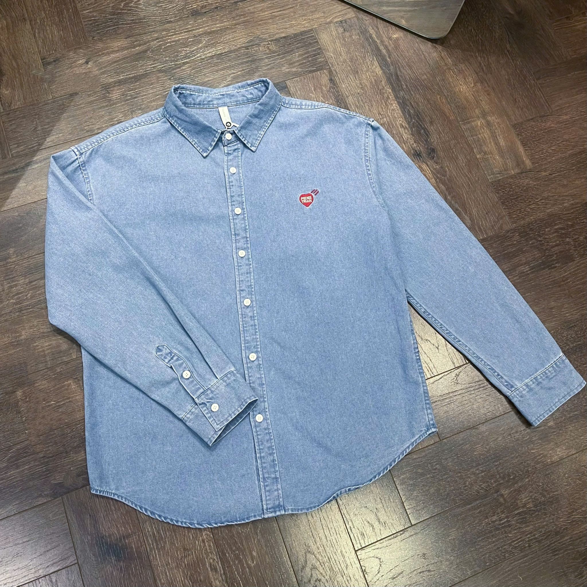  [ẢNH THẬT] Áo Sơ Mi Nam Dài Tay Denim Logo Tim 8879 