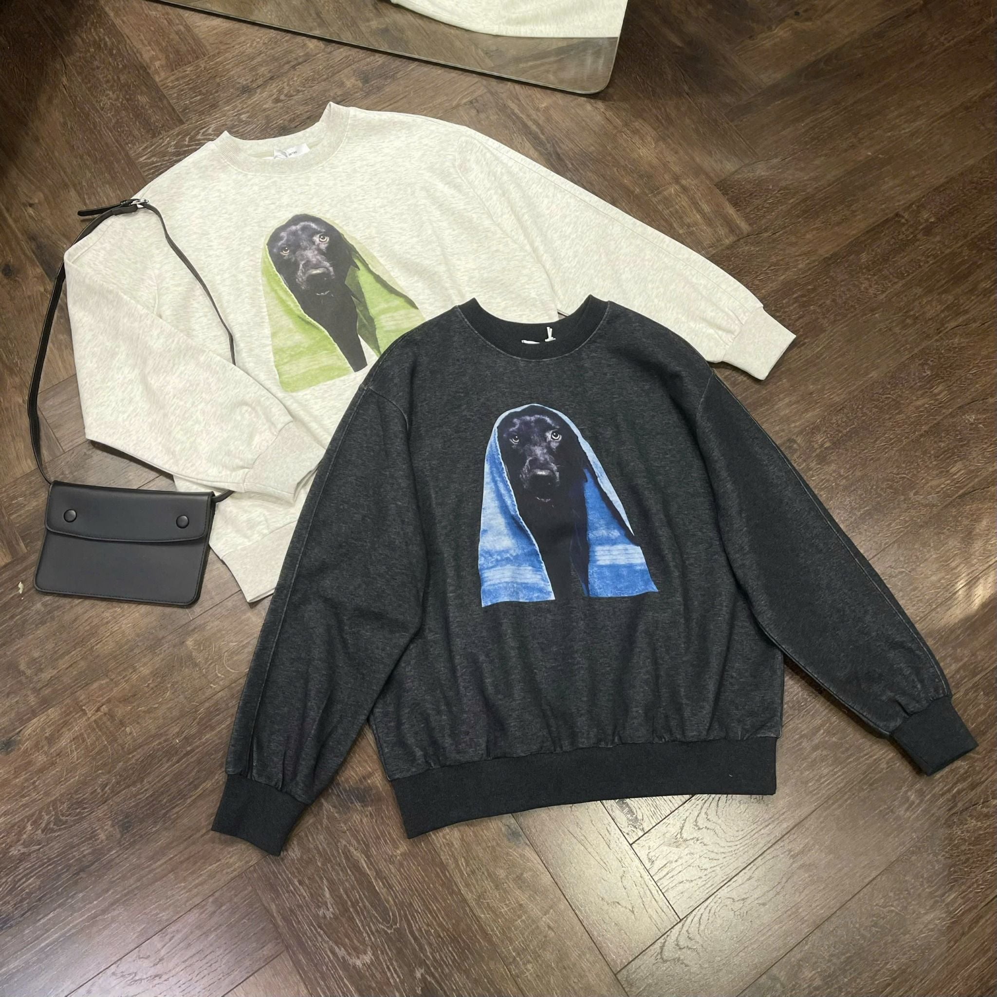  [ẢNH THẬT] Áo Dài Tay Nỉ Nam Hình Chó T8257 