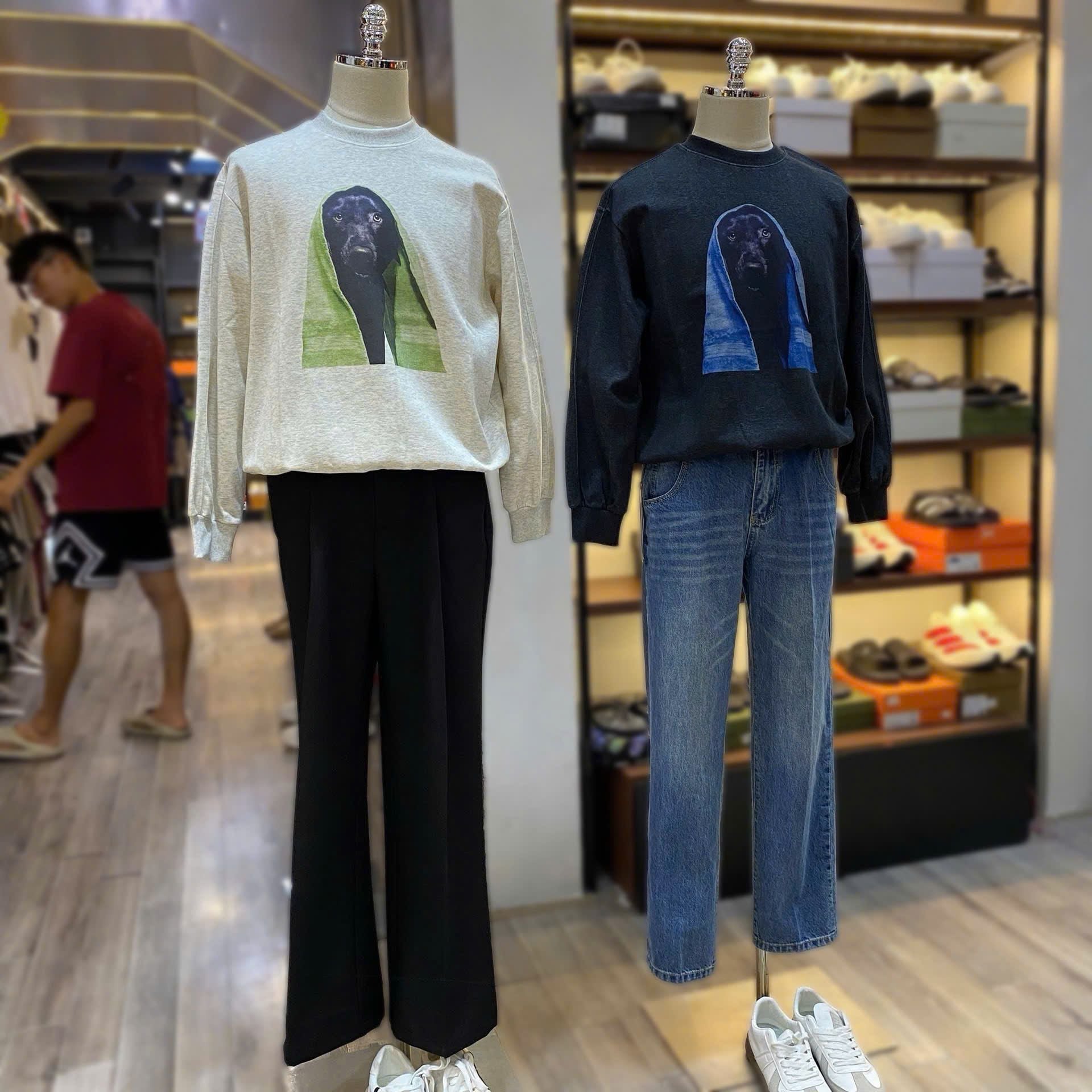  [ẢNH THẬT] Áo Dài Tay Nỉ Nam Hình Chó T8257 