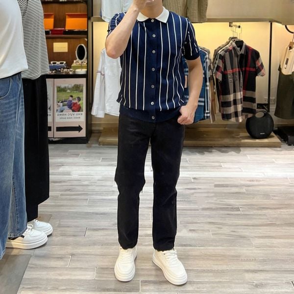  [ẢNH THẬT] Áo Polo Len Nam Ngắn Tay Yomo Kẻ Sọc 4102 