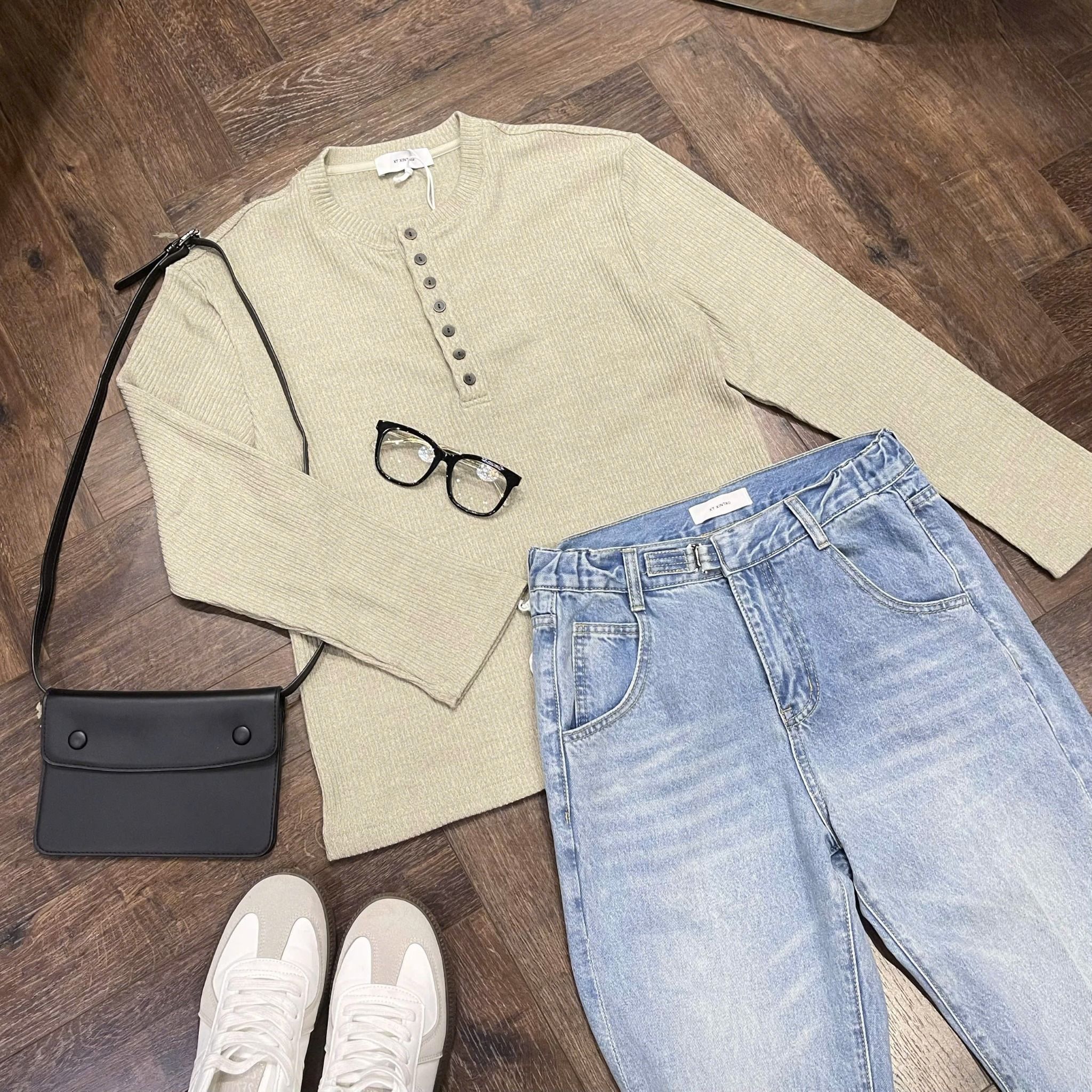  [ẢNH THẬT] Áo Len Dài Tay Nam Henley Trơn 8038 