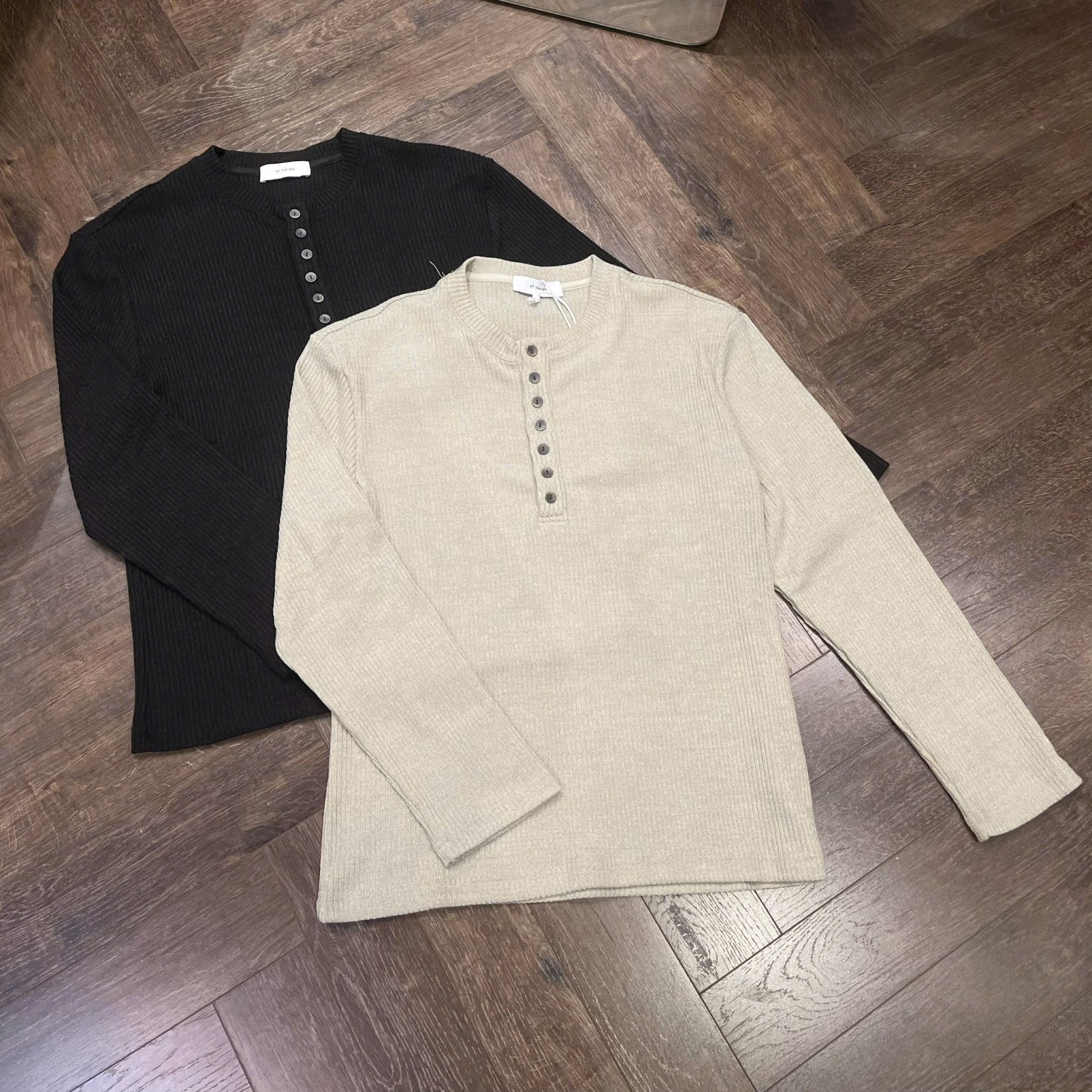  [ẢNH THẬT] Áo Len Dài Tay Nam Henley Trơn 8038 